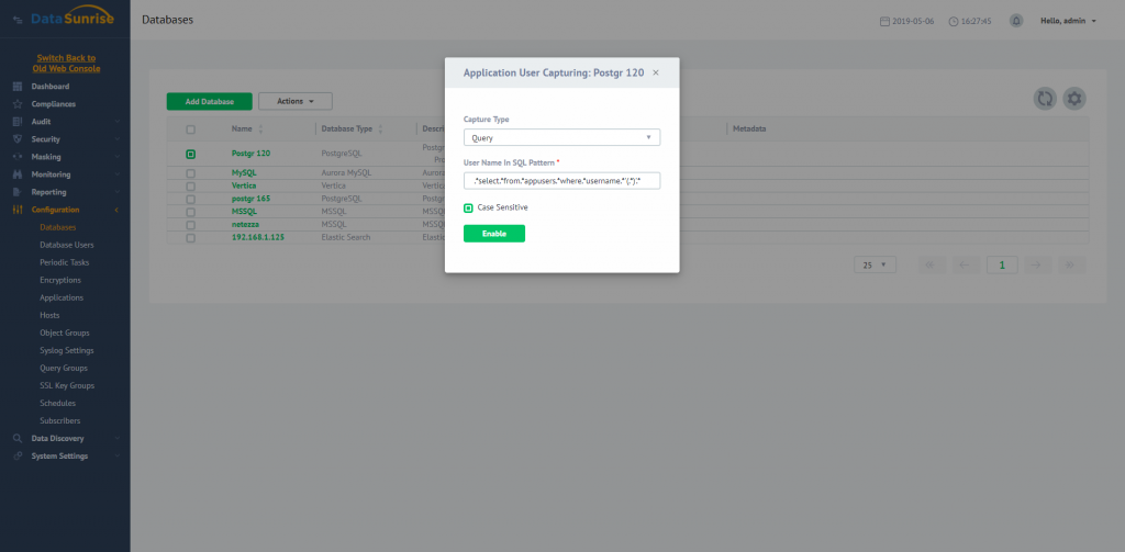 Identify Application Users with DataSunrise