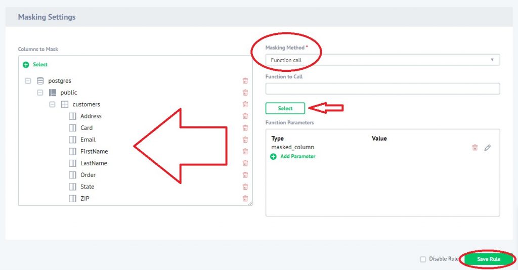 Configuring Masking Method