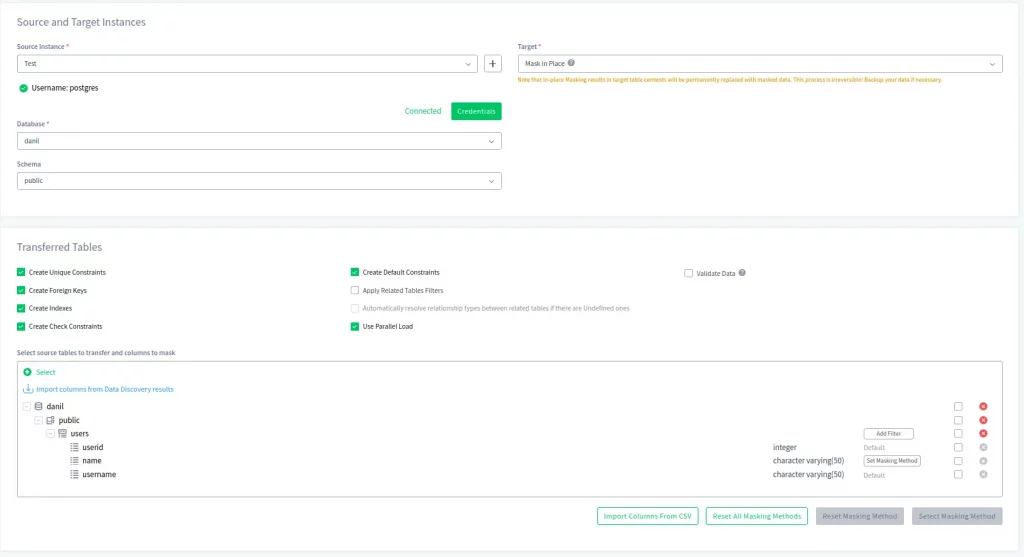 Static Data Masking