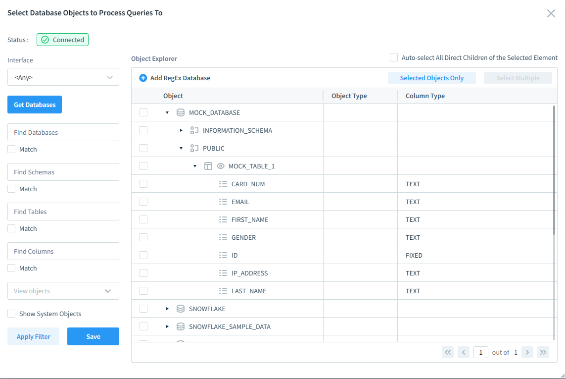 Snowflake Security - Audit rule setup - Select Database Objects