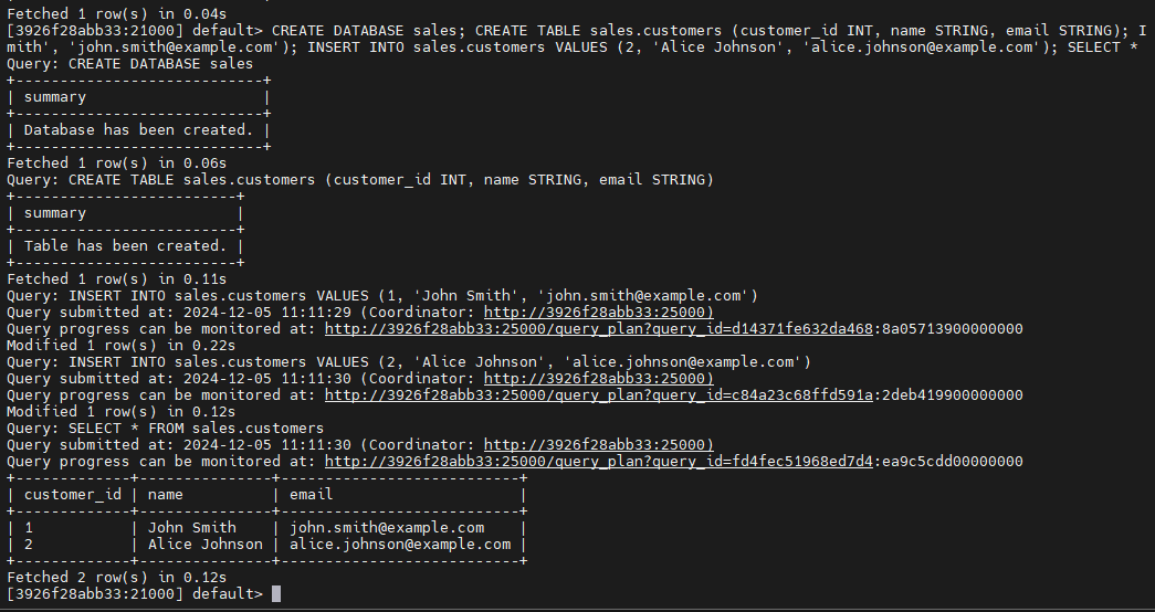 Testing SQL queries execution in Impala