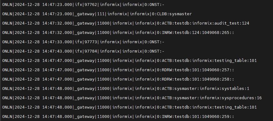 Ausgabe Beispiel des Onaudit-Dienstprogramms mit dem Onshowaudit-Befehl