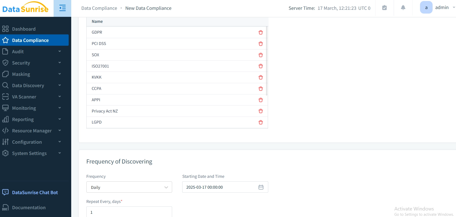 DataSunrise Compliance Configuration for Snowflake