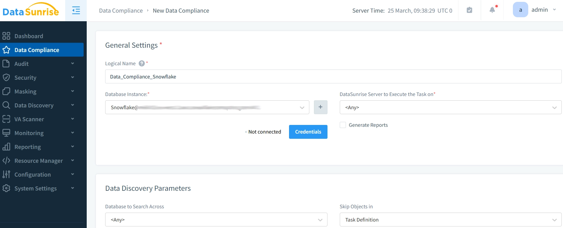 DataSunrise Data Compliance Creation for Snowflake