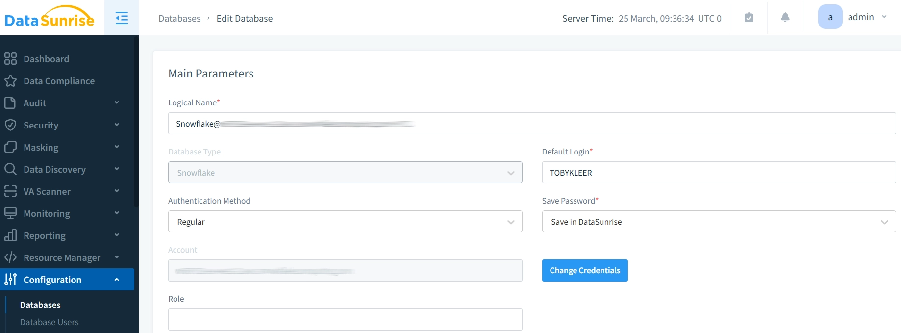 DataSunrise Instance Creation Interface for Snowflake
