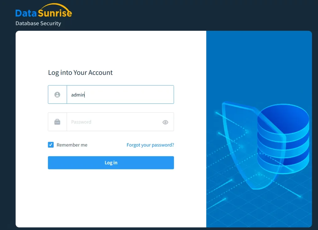 DataSunrise Login Screen