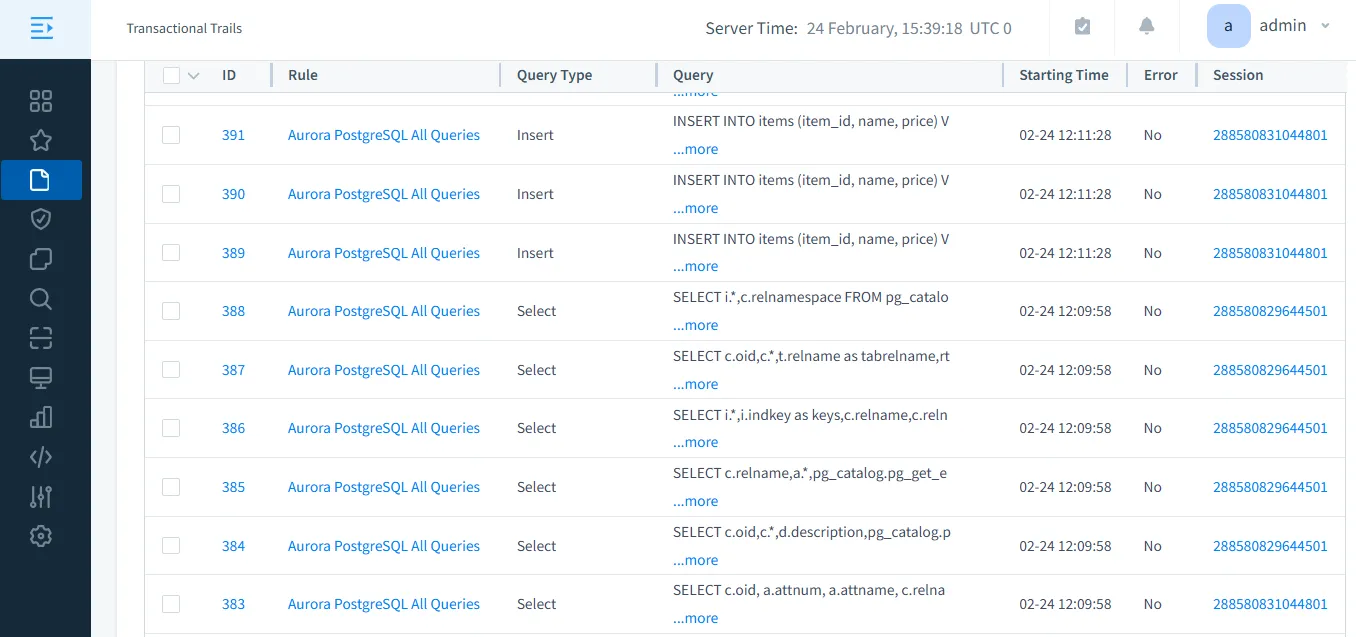 How to Audit Aurora PostgreSQL - Transactional trail logs for Aurora PostgreSQL captured in DataSunrise