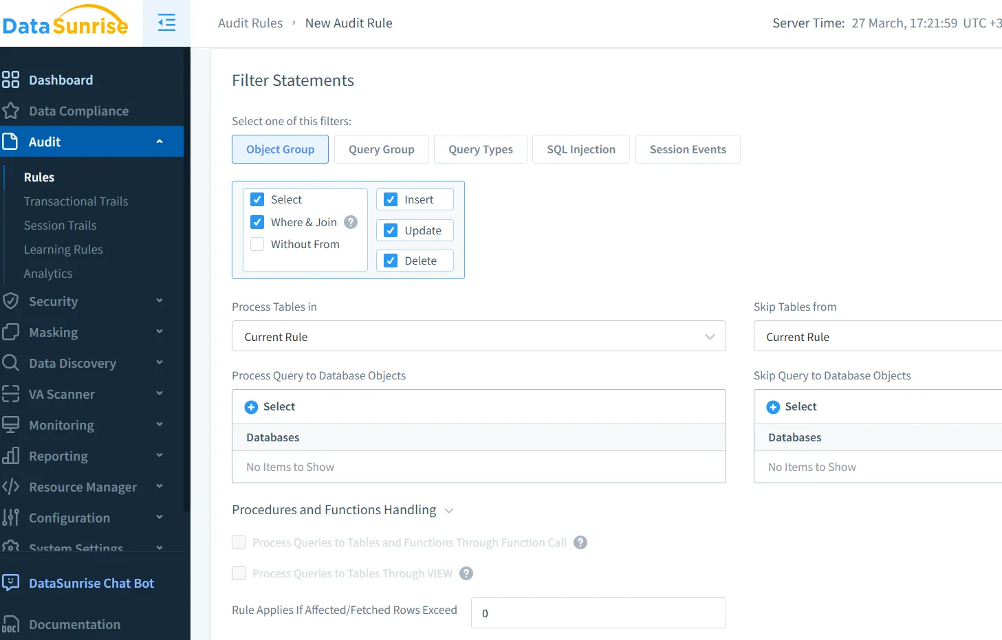 How to Automate Data Compliance for Microsoft SQL Server - Audit Rule Settings