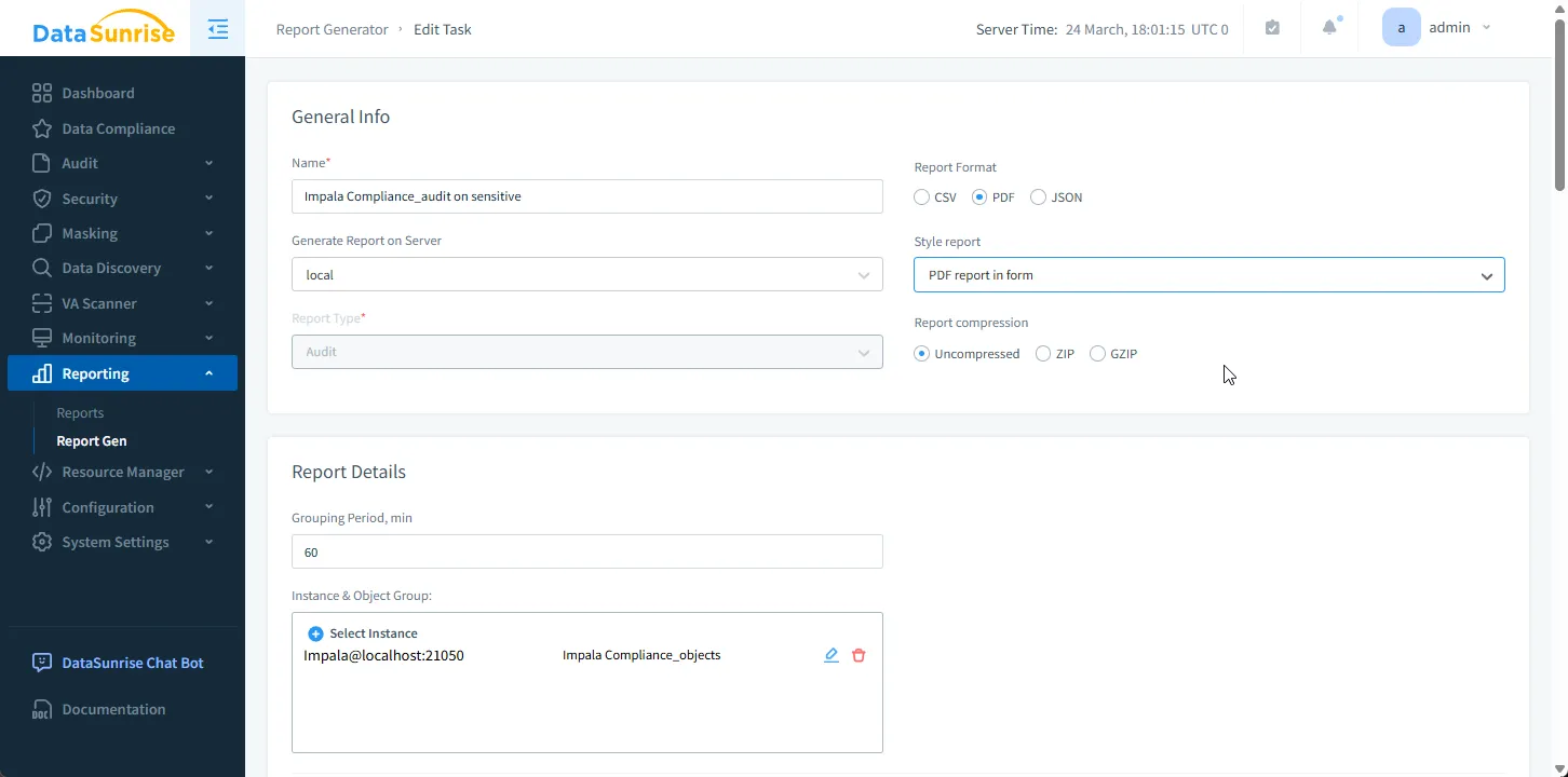 How to Ensure Regulatory Compliance for Apache Hive - Report Generation Settings for Apache Impala Data Compliance n DataSunrise