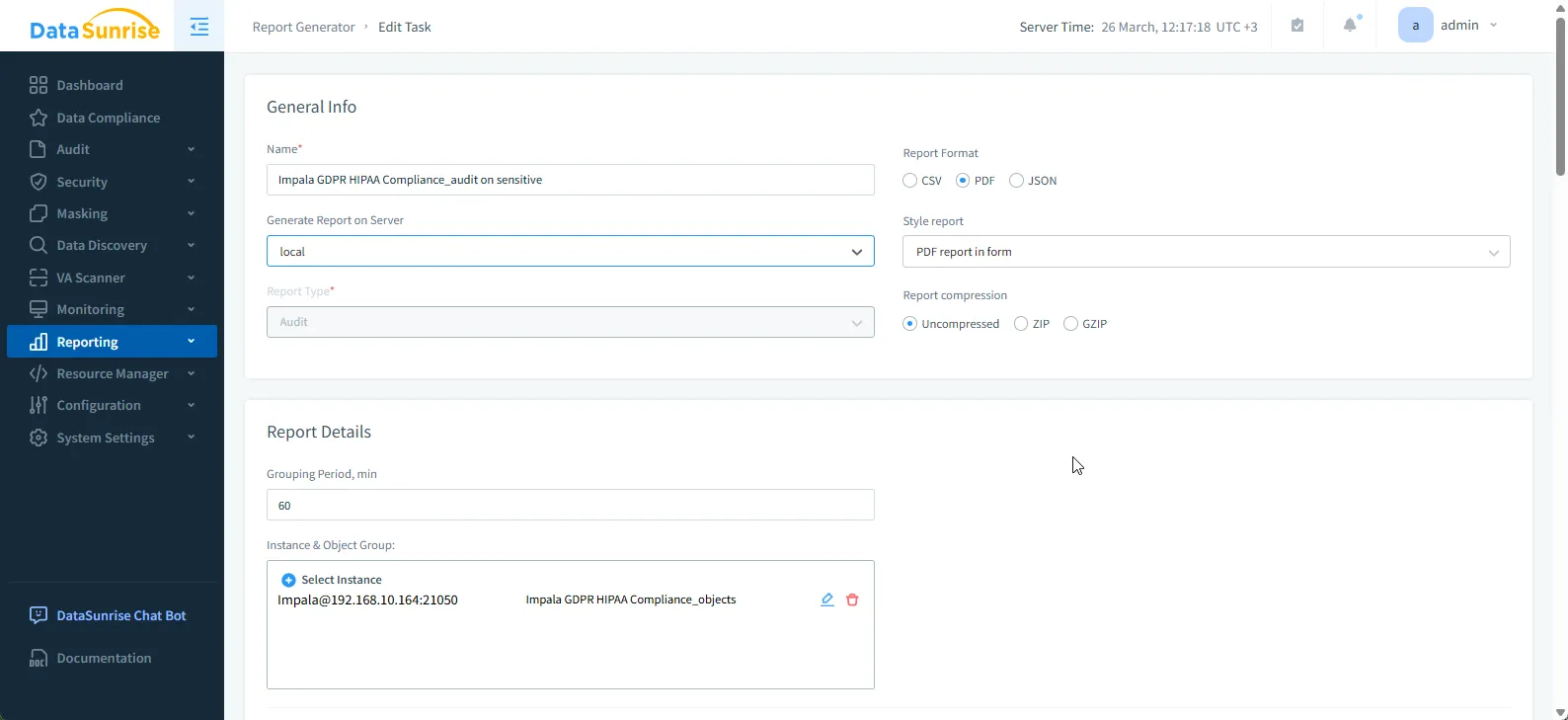 How to Manage Compliance for Apache Impala - Generate Compliance Report in DataSunrise for Apache Impala