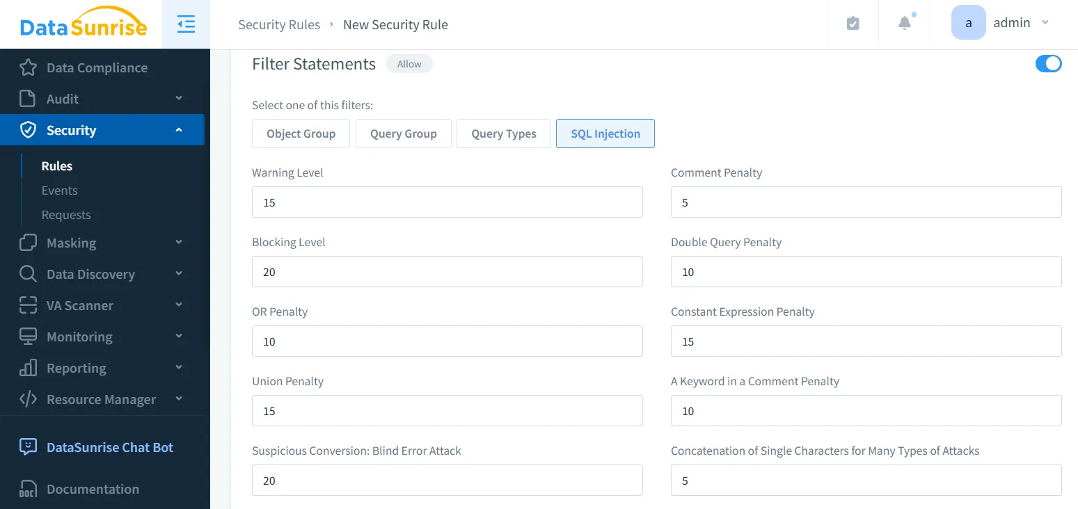 Hydra Audit Log - DataSunrise transactional trail for SQL operations showing time, action, and rule mapping