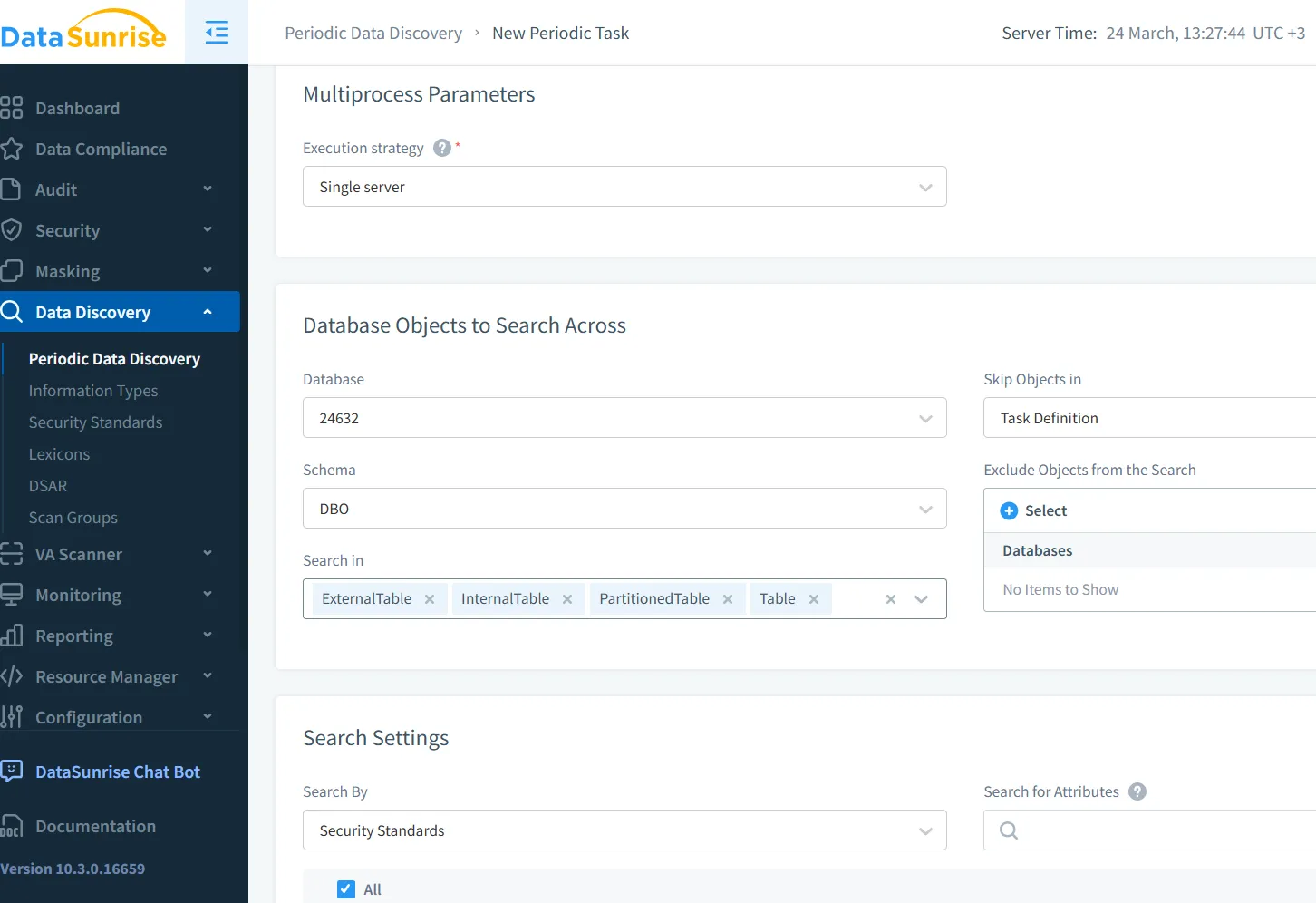 Microsoft SQL Server Regulatory Compliance - Periodic Data Discovery Settings in DataSunrise