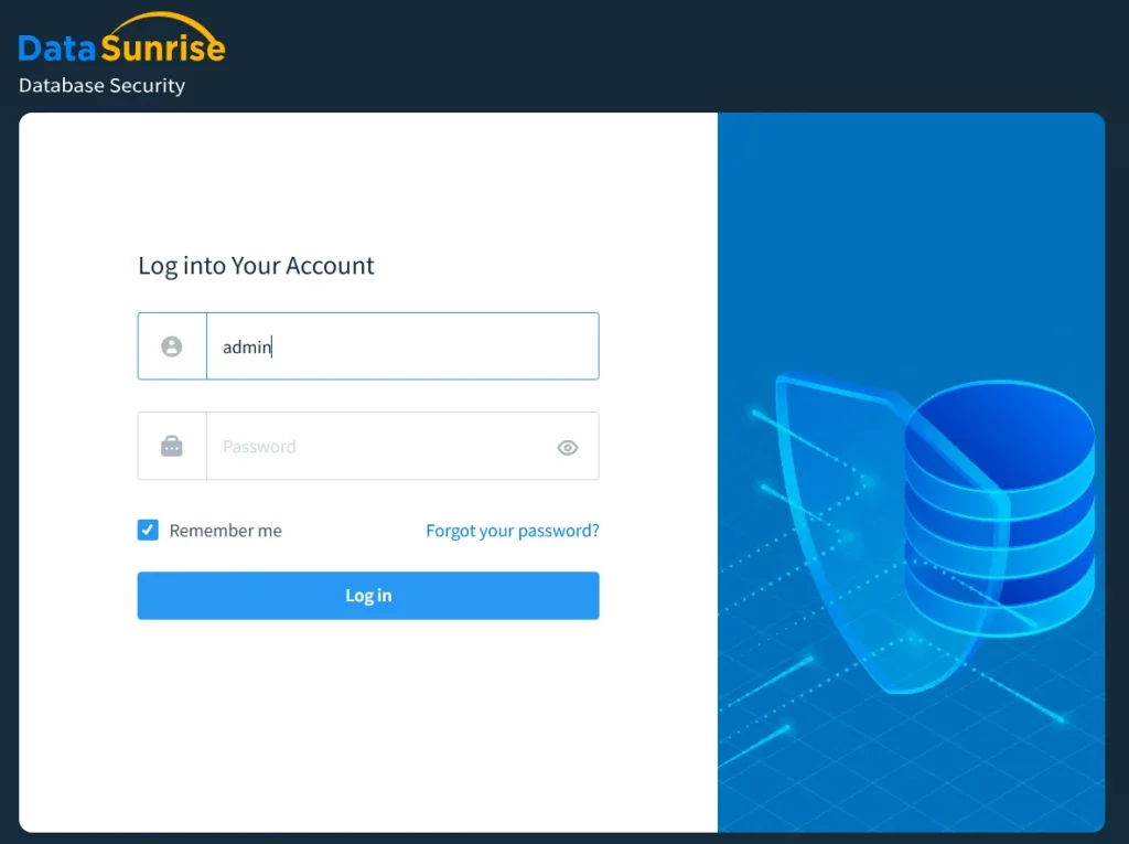 1. Log in to DataSunrise web interface