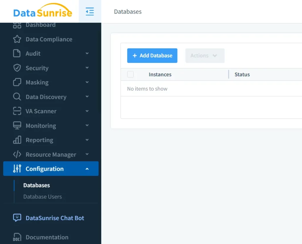 2. Go to Configuration, then Databases, then click Add Database