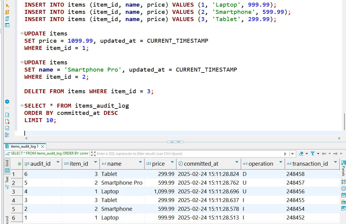 What is Aurora PostgreSQL Audit Trail - SQL insert, update, delete, and audit log verification in action