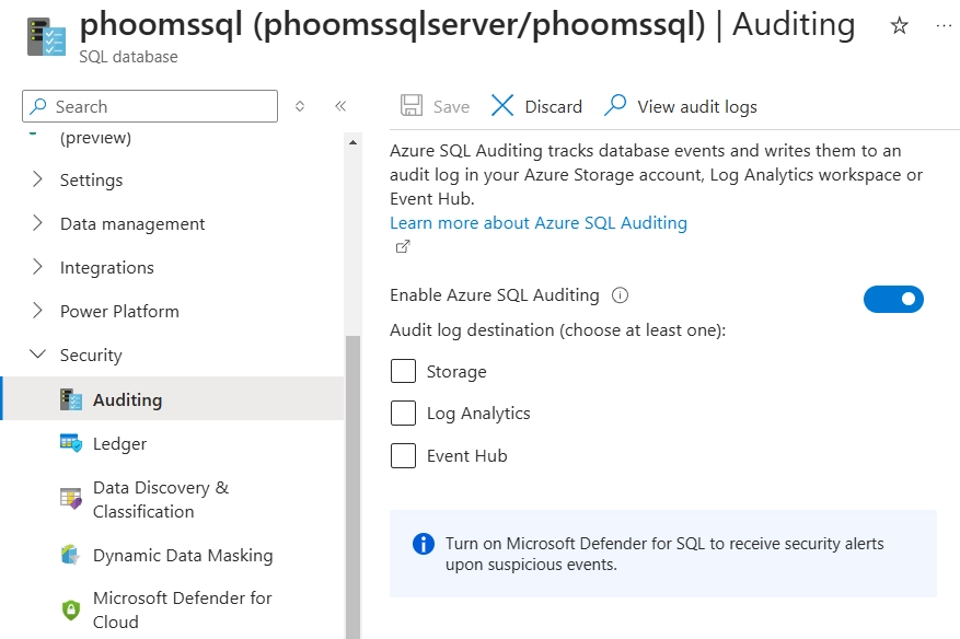 Azure SQL Audit Web Interface Showing Query Analysis Dashboard