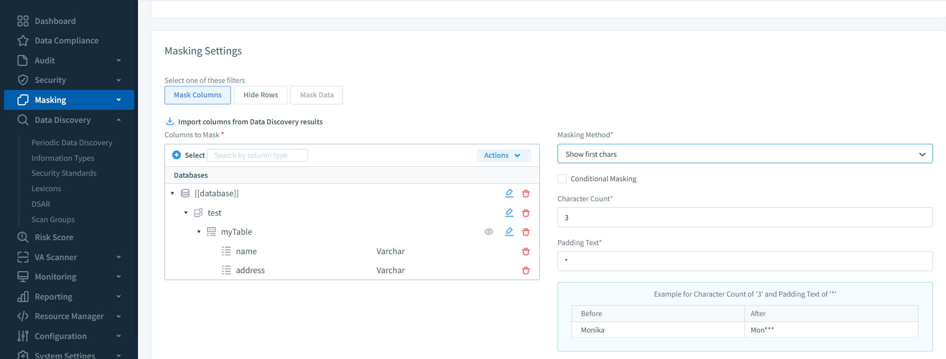 Historial de Actividad de Base de Datos de Google Cloud SQL – Configuración de enmascaramiento dinámico en DataSunrise