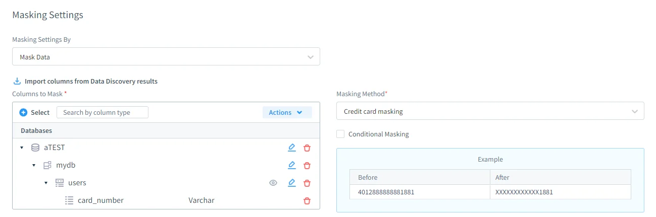 Data Masking Settings