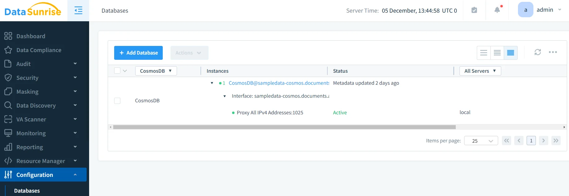 Azure Cosmos DB for PostgreSQL Regulatory Compliance - Dashboard view showing database management options including compliance, audit, security, and monitoring features.