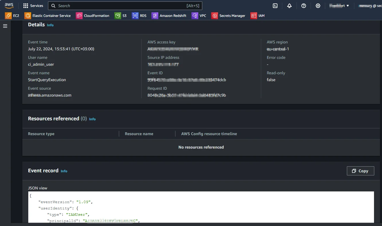 Amazon DynamoDB Audit Trail - Screenshot of software interface displaying audit trail configuration or monitoring options for DynamoDB.