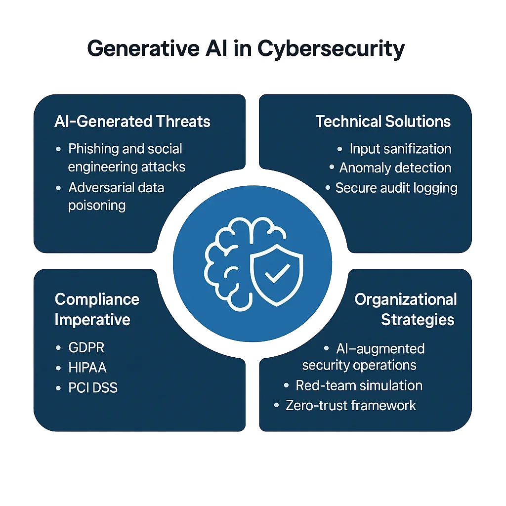Generative Ai in Cybersecurity - Overview of AI-generated threats, compliance imperatives, and mitigation strategies.