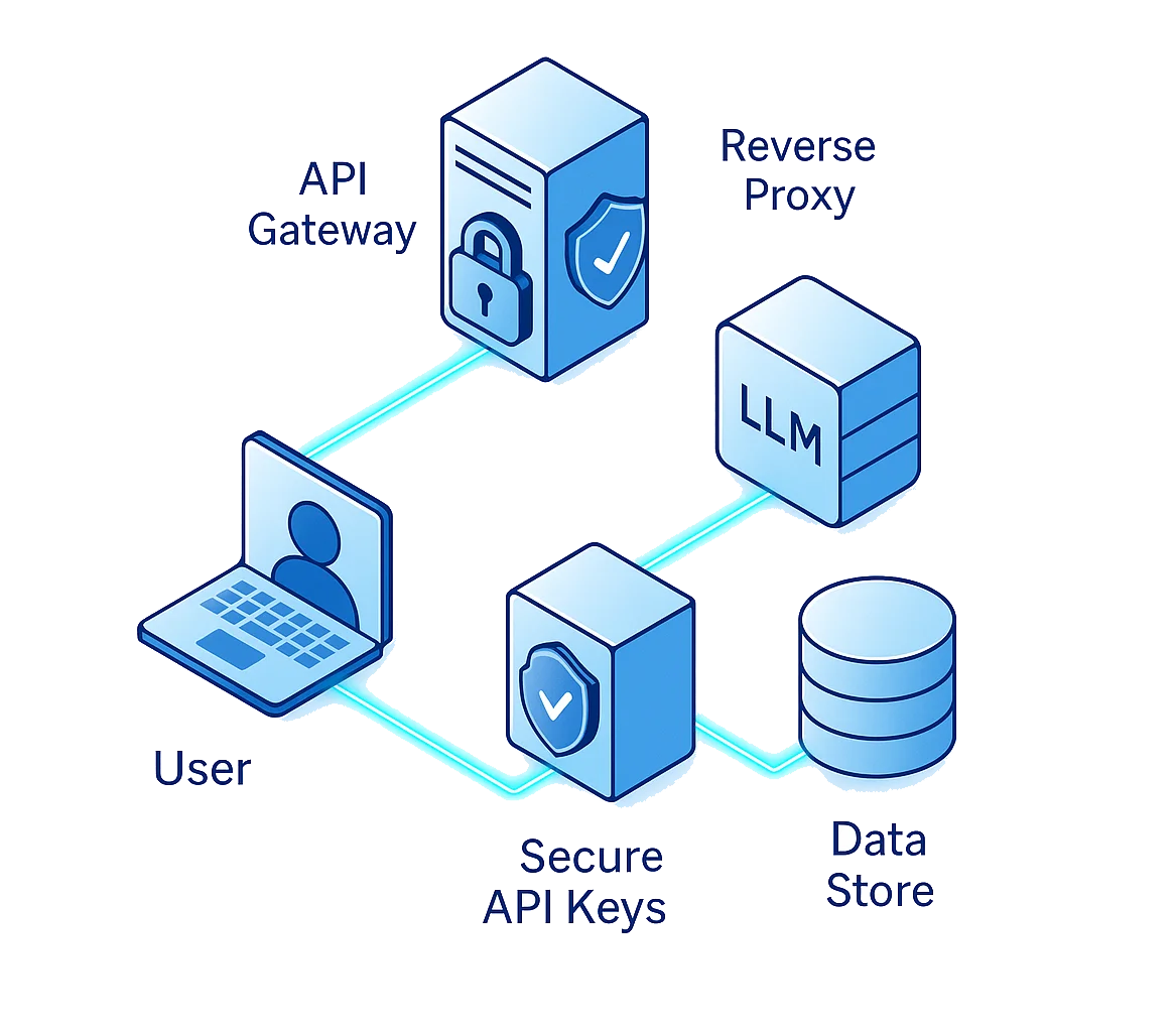 Consejos de Seguridad para APIs de LLM: Protegiendo la Puerta de Entrada a Tu IA - Captura de pantalla de un elemento de diseño de interfaz sin texto detectable.