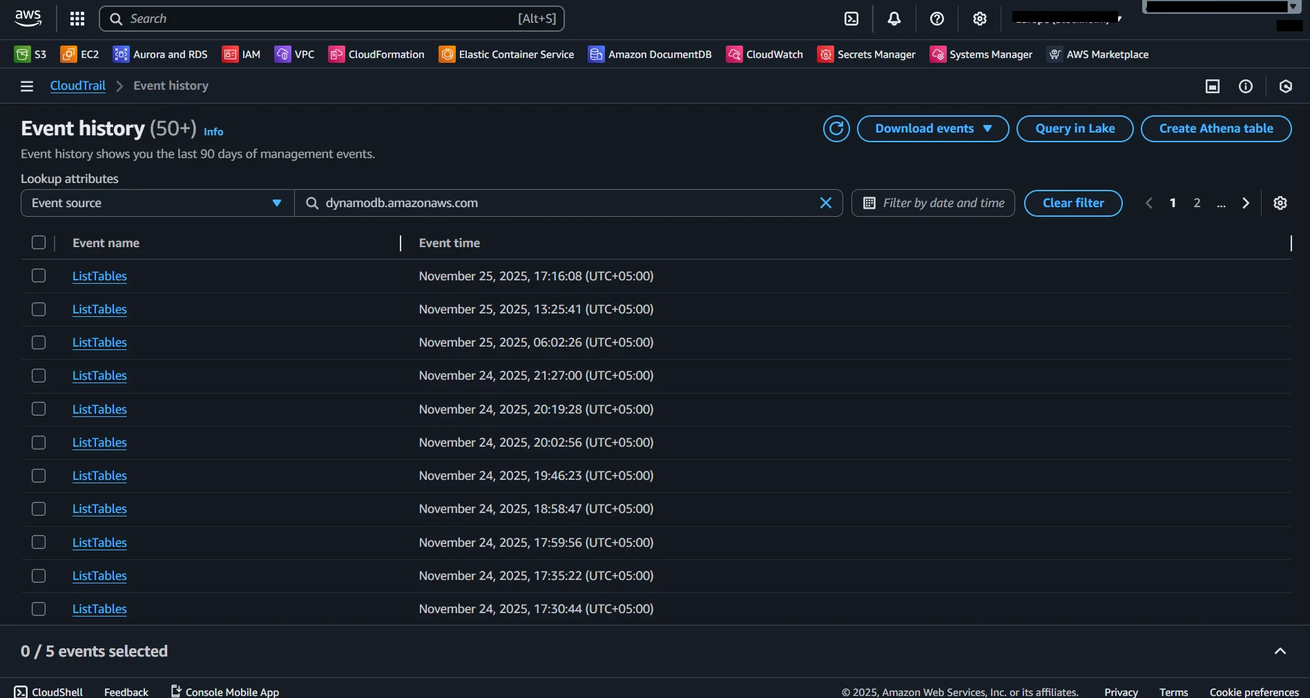 Amazon DynamoDB Audit Log - Repeated graphical elements resembling icons or placeholders, possibly indicating a UI with unrendered or placeholder content.