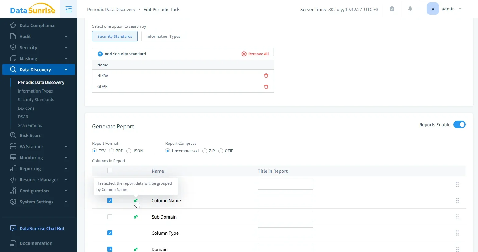 Amazon S3 Data Governance: Comprehensive Security and Compliance - DataSunrise UI displaying options for data compliance, security, masking, and monitoring.