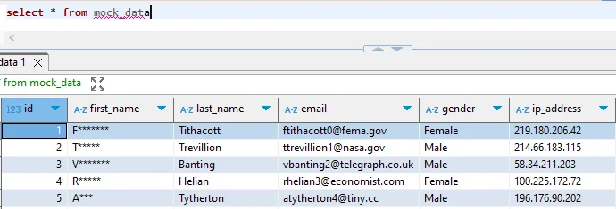 Sensitive Data Protection in Apache Cloudberry - Screenshot showing terminal output with encoded or obfuscated text.